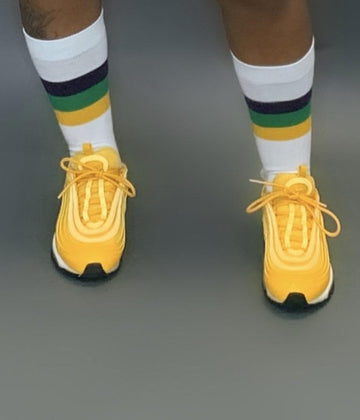Mardi Gras socks white Glamherup Beautique